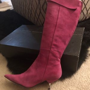 Steven Madden pink kitten pointy toe knee boots